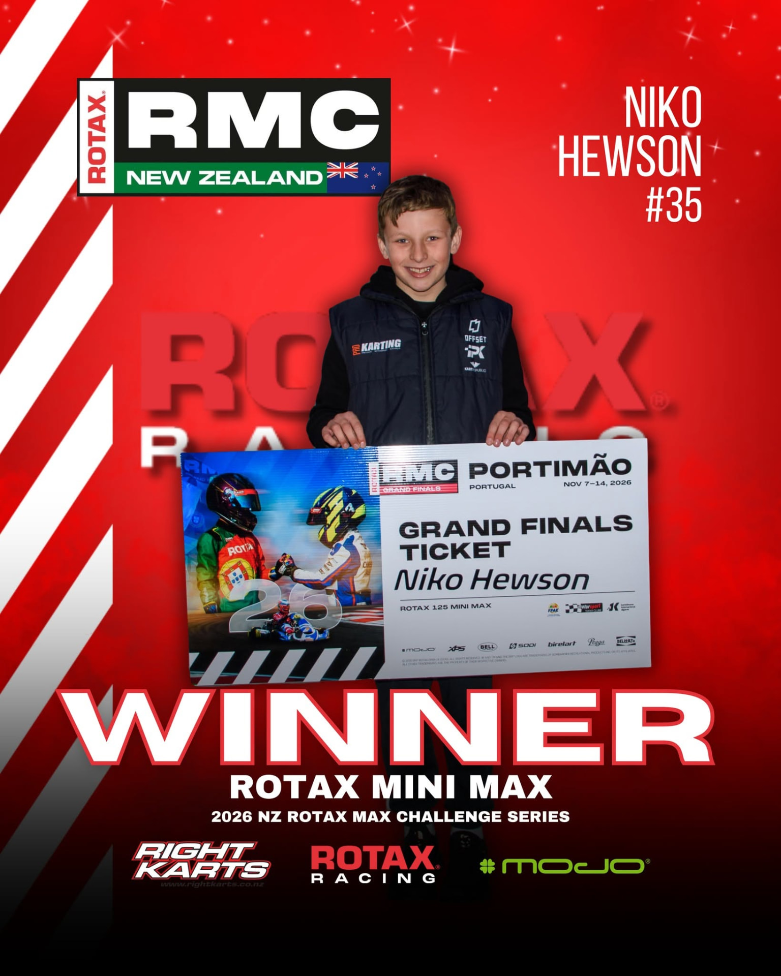 Niko Hewson with his 2026 series trophy and Grand Finals ticket